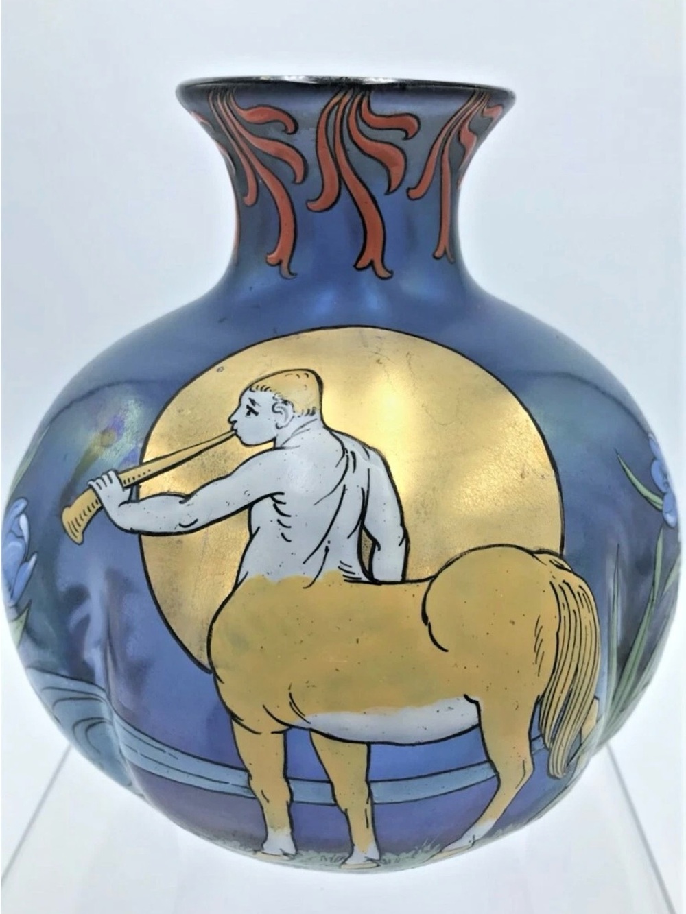 Rare Fritz Heckert "Zypernglaser" or Cyprus Glass & Enamel Art Vase by Max Rade